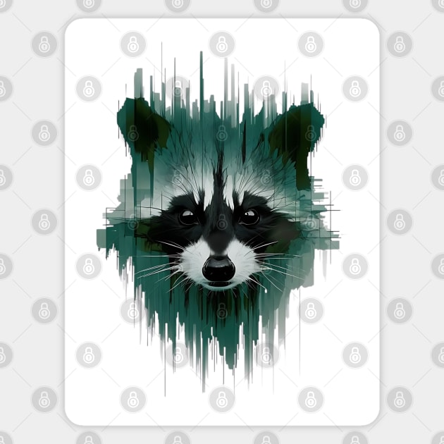 Dark Green Forest Goth Racoon Magnet by Luxinda